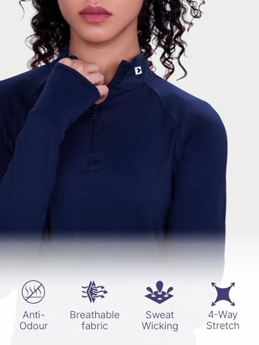 Image of Enamor Full Sleeve High Neck Medium Length Pull on Dry Fit T-Shirt for Women - Slim Fit - A310