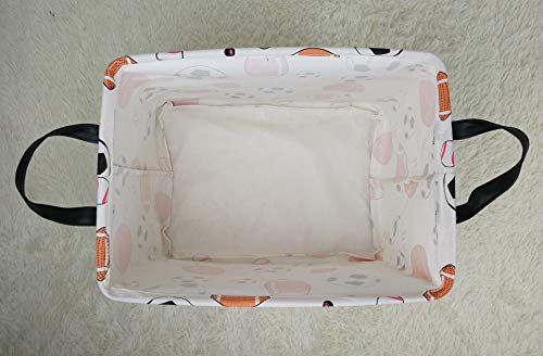 Image of Storage Gift Shelf Basket Storage Bin, Nursery Basket Organizer Box for Room Deco With Handles (Basketballs)