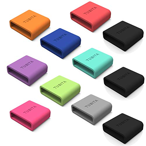 [11-Pack] TUSITA Silicon Fastener Ring for Fitbit Force/Charge 2 / Charge/Charge HR/Polar A360 / Polar A300 / Garmin Forerunner 35 Loop Keeper Locking Clasp