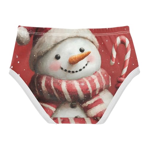 Cute Snowman Christmas Red Panties Little Girl Girls Underwear Toddlers Cotton Animal Briefs Girls Undies 2t2