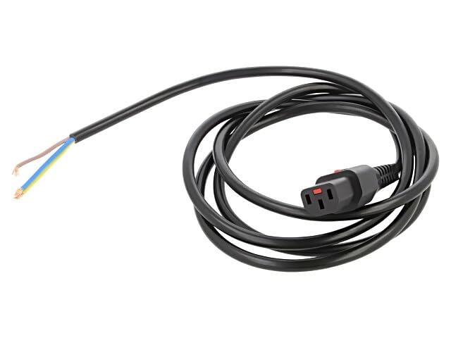 Cordon IEC C13 femelle 2m noir avec système de verrouillage breveté IEC LOCK
