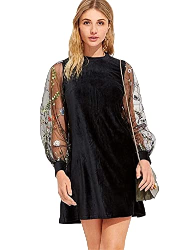Photo 1 of ***(SIZE XS)***
DIDK Women's Mesh Long Sleeve Pullover Tunic Dress