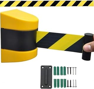 Cinta de barrera retráctil de 5 m, de acero inoxidable, para tiendas minoristas, aeropuertos, bancos, escuelas, color amarillo (10 m)