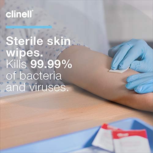 Clinell Alcohol Wipes - Sterile, Individually Wrapped Wipes for Disinfection - Saturated With 70% Alcohol - Use on Skin or Medical Devices - Dermotologically Tested - 100 Individual Wipes