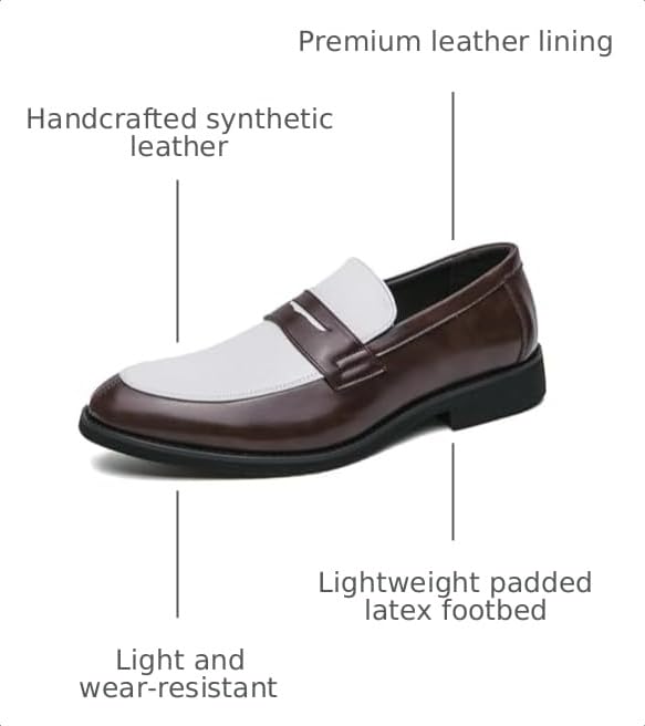 Image of HuitJours Men Two Tone Colors Penny Loafer Slip On Pull on Dress Shoes Casual Boat Shoes Moccasins