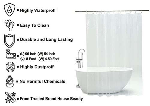 Image of 0.20 MM PVC Transparent AC /Shower Curtain 100% Waterproof 4.5 Feet x 8 Feet (Pack of 2) with 16 Hook