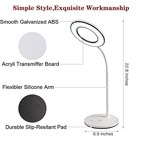 Miady Schreibtischlampe LED Dimmbare Tischlampe,3 Farb und 4 Helligkeitsstufen,Augenfreundliche Bürolampe mit Adapter… – Bild 5