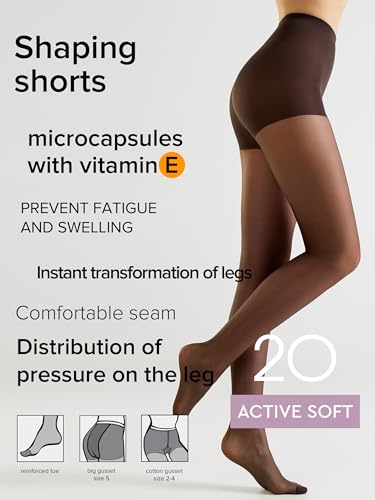 Image of Conte Sheer Full Support Control Top Pantyhose Tights with Vitamin E for Sensitive Skin Active Soft 20 Den