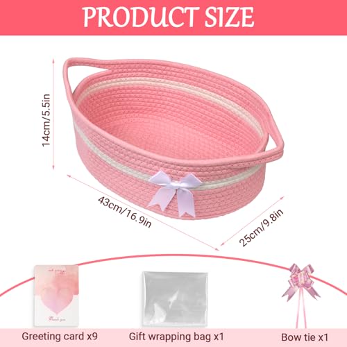 Dengthrive Geschenkkorb Leer Geflochten Aufbewahrungskorb: Korb für Geschenke mit Geschenkfolie Transparent Geschenkschleife Grußkarten für Hochzeit Babyparty Geburtstag Erntedank Weihnachten