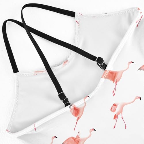 senya Girls Swimsuits One-Piece Swimwear Tie Bathing Suit Beach Summer Round Neck 7-8T Flying Flamingo Pattern4