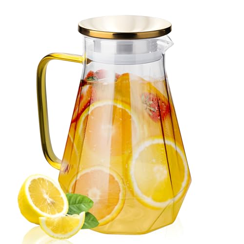 Recopilación de Jarro disponible en línea. 43 ALIMOTA Jarra de vidrio de 2L con diseño de diamante negro y tapa de acero inoxidable,Ideal para bebidas frías y calientes,Resistente al frío y al calor,Perfecta para...