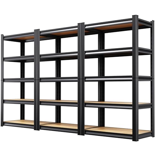 Image of 3-Pack Garage Shelving for Home Storage & Multi-Room Organization, 71 inch H x 28 inch W x 14 inch D 5-Tier Adjustable Metal Storage Rack for Tools, Household Essentials, Garage, Pantry & Basement Storage