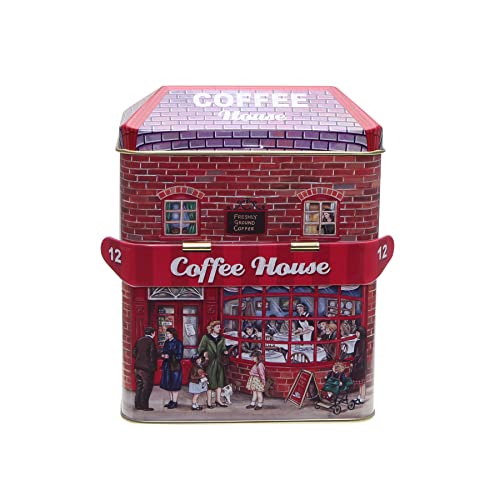 Boîte métallique nostalgique « Coffee House No.12 » Qualité alimentaire - Pour rangement de grains de café et biscuits - 12 x 13,5 cm - Avec recette PH24 Cover