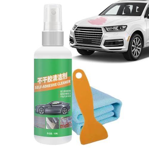 Adhesive Cleaner - Glue Cleaner Spray | 100ml Car Sticker Cleaning Agent | Label Glue Solution Cleaning Spray | Strong Adhesive Removal Spray With Scraper For Metal, Vehicle, Ceramic, Glass, Home