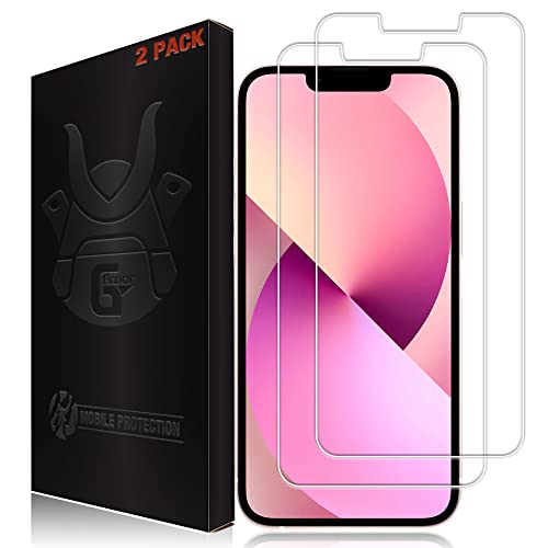 G-Armor 2 Pack Ultra Clear Glass Screen Protector for iPhone 13, 13 Pro, 14 (6.1-inch) - Lifetime Replacement, 9H Tempered Glass, Scratch Resistant, Phone Case Compatible