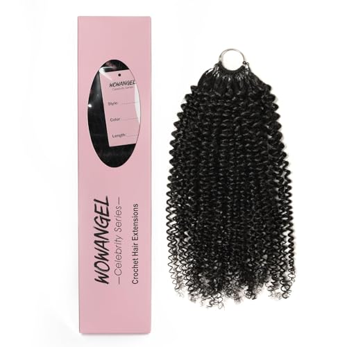 WOWANGEL Afro Kinky Curly Crochet Hair Natural Black 14 Inch