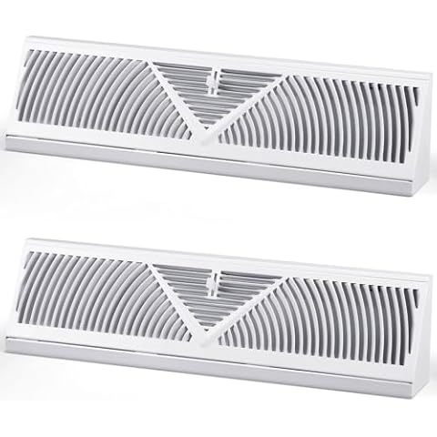 Yaocom 2 Pack Baseboard Register Vent 18 Inch Duct Opening Size Vent Covers for Home Floor Diffuser Wall Corner Baseboard Air Covers, Smooth Air Adjust Lever, Easy Install, White Cover