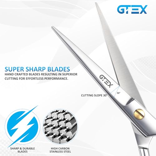 gtex hair scissors 65 inch professional hair cutting scissors for women men adults - barber scissors hair shears - super sharp haircut scissors - tijeras de peluqueria profesional