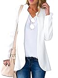 Choies Women's Fashion Casual Long Sleeve Slim Office Blazer with Stand Collar M White