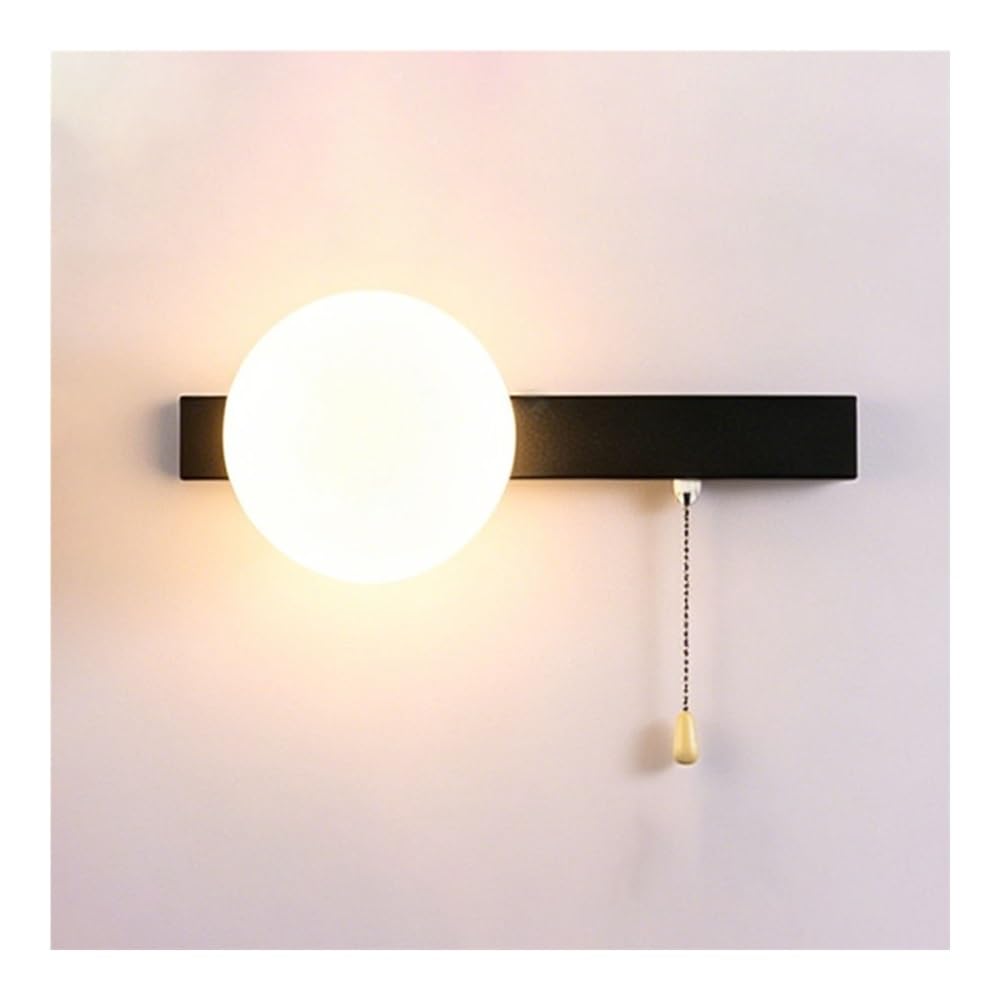 LUOYAOB Red Green Globe Shade Modern Pull Chain Wall Sconce G9 Socket Wall Mount Lamp Decorative Home Lighting Fixture Suitable for Bedside Bedroom Living SpaceIndoor Wall(Black)