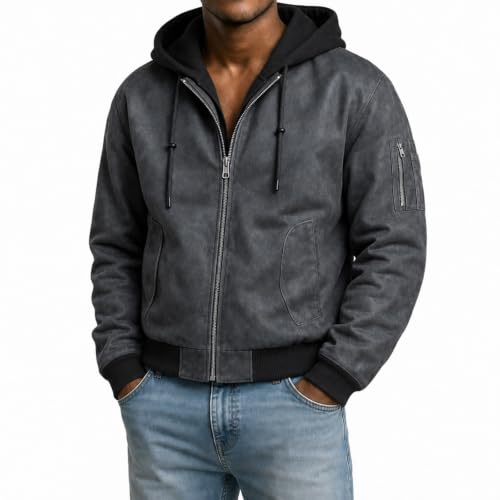 Veste à capuche décontractée pour homme au style rétro américain et tissu léger d'automne