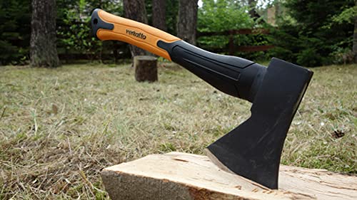 Foto von Mivos Beil Axt 800 g mit Glasfaserstiel und Klinge aus Kohlenstoffstahl - Handbeil für Garten und Wald - Universalaxt mit Gummiertes Griffende - Spaltbeil mit Fiberglasstiel