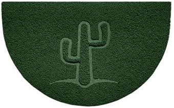 Nicoman Embossed Halfmoon Half Circle Door Mat Dirt-Trapper Jet-Washable Doormat 70x44cm (Green, CACTUS Shape) - Use on Carpet ONLY