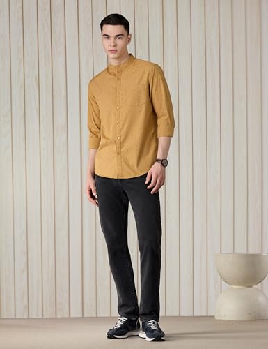 Image of Amazon Brand - Symbol Men Cotton Casual Printed Shirt| Mandarin Collar | Regular Fit | Printed | Full Sleeve | Available in Plus Sizes