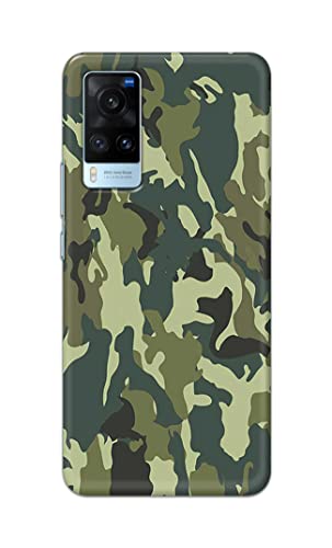Image of Printed Hard Back Cover Case for Vivo X60 Back Cover (Green Army Camouflage) -1803