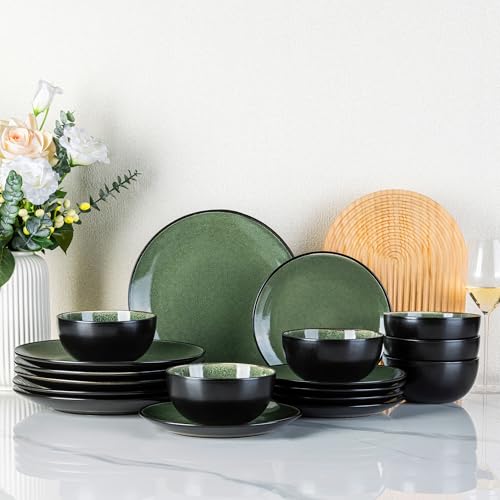 GBhome Steingut Geschirrset 6 Personen, 18-tlg Reaktive Glasur...