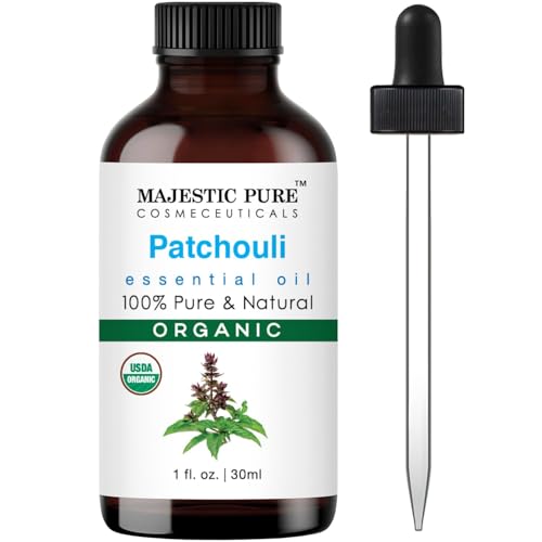 Majestic Pure 100% Pure Organic Patchouli Essential Oil for Aromatherapy & Massage - 1 Fl Oz
