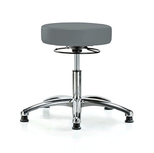 Image of Perch Chrome Medical Stool, 360 Ring, Glides, 18 inch-23 inch, Cinder Fabric