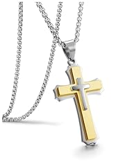 Silver Gold Cross Necklace
