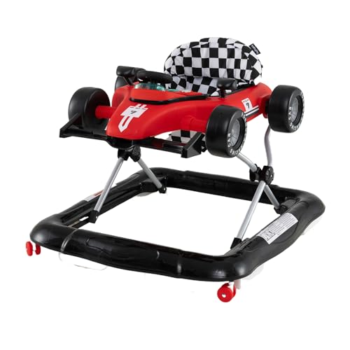 GOPLUS Andador Bebes 4 en 1 con 3 Alturas Ajustables, Bandeja de Música Extraíble, Asiento Acolchado, Andador Plegable y Convertible para Sentarse y de Pie, Tacatá para Bebé de 6-12 Meses