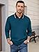 LuxMania Men's Polo Shirts Long Sleeve Cotton Fashion Polos Tee Shirt Classic Basic Work Collared Shirt with Pocket Teal XXL