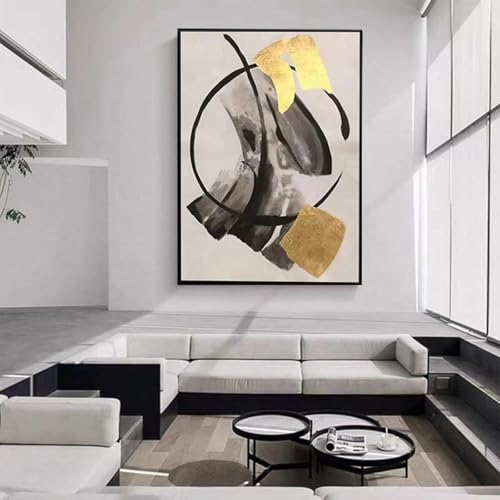 Toile abstraite noir et or pour sublimer les murs de votre bureau