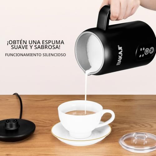 Espumador de leche eléctrico de acero BAKAJI, tecnología automática y silenciosa de alta gama 5