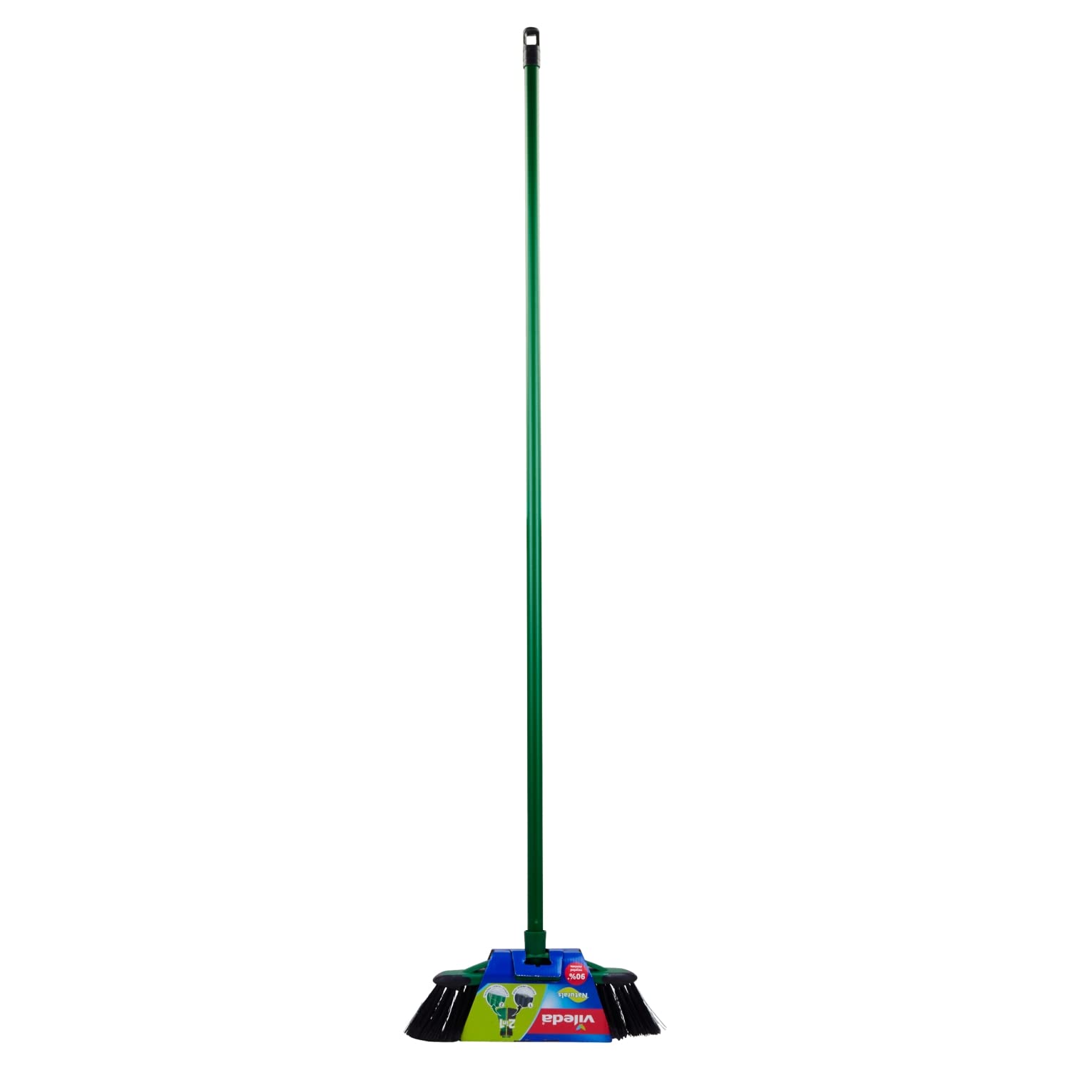 Vileda 129274 Escoba 2-en-1 Naturals con la manija para Interior, en reciclado, ideal para cada tipo sucio y Suelo