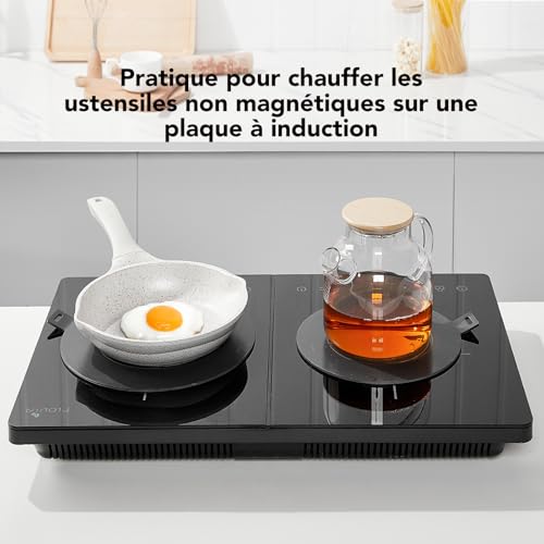 ACTIV CUISINE Adaptateur Induction Disque Plaque 20CM de Diffusion de Chaleur en acier inoxydable, avec poignée et Base séparables, Diffuseur à Induction Moka pour utiliser des Cafetières, Noir – vue 2