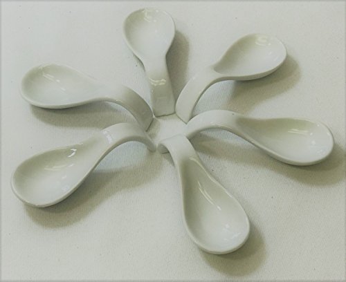 Heim Concept White Porcelain Appetizer / Tasting Spoons - Set of 6