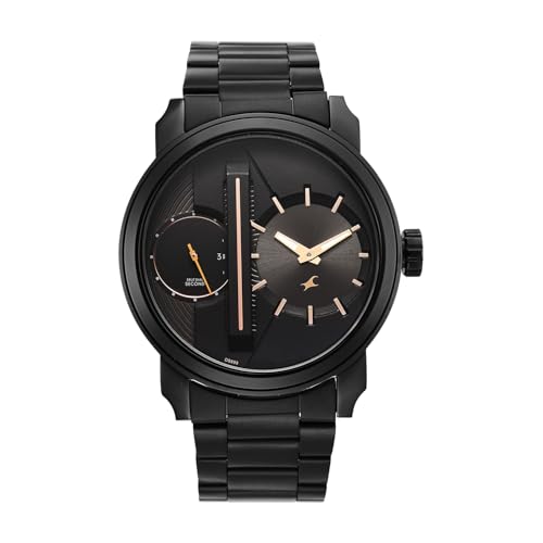 Image of Fastrack Pulse IV with Black Dial Black Stainless Steel Strap Watch for Men - 3341NM01
