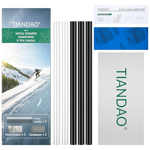 TIANDAO Ski Snowboard Base Repair Kit 5 P-TEX Rods (Black/Clear) Stainless Steel Scraper Sandpaper Ski Repair Kit Snowboard Repair Tools DIY Base Tuning Maintenance