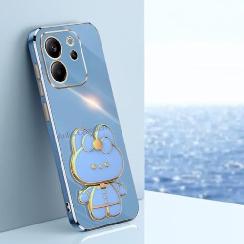 Image of 3D Cartoon Back Case Cover with Cosmetic Mirror for Oppo Reno 15 5G, Mobile Stand (B-Blue)