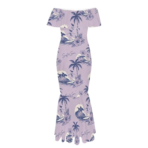 Image of Polynesian for Women S-7XL Off Shoulder Maxi Dress Hawaiian Summer Dresses