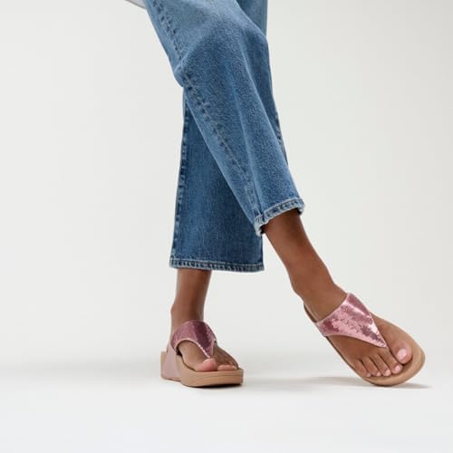 Resim FitFlop LULU SEQUIN Parmak Arası Sandalet, 39, Metalik Soft Blush 