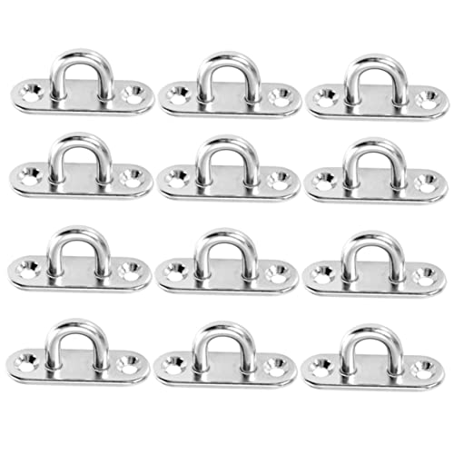Cabilock Load-Bearing Hanger U-Shaped Screws Mount 12pcs M5 Plate Staple Ring Hooks Silver Ceiling Compatible