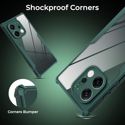 Image of A rtistque Transparent Back Cover Case for Oppo Reno 14 5G | Acrylic Armor | Anti-Drop | Shockproof TPU Edge | Oppo Reno 14 Back Cover - Green