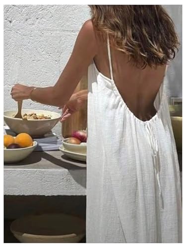 MakeMeChic Women's Open Back Cami Dress Spaghetti Strap Sleeveless Maxi Dresses3
