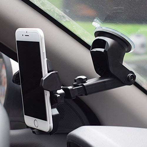 CQLEK® Upgraded Car Mobile Phone Holder Long Neck One Touch Mount Holder 360° Touch Frame for Dashboard/Windshield (with Silicon Base)