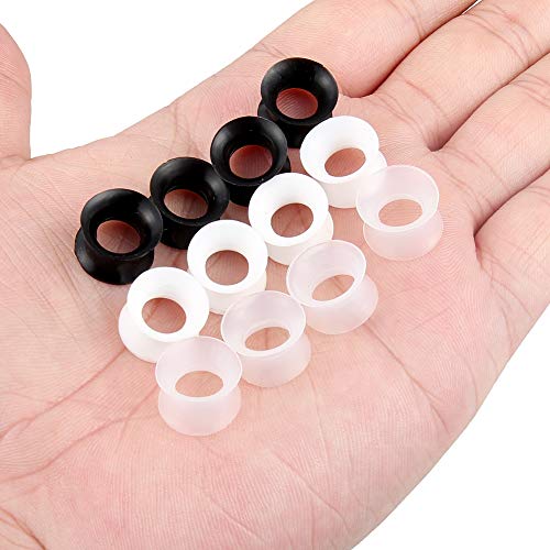 Cisyozi 00G Plugs Gauges Tunnels Earrings Ultra Thin Silicone Plastic Ear Skin Flexible Flesh Clear Tunnel Expander Stretching Gauge Earlets Plugs Gauges Kit Earlets Retainer For Women Men 00G(10Mm) #TOP4